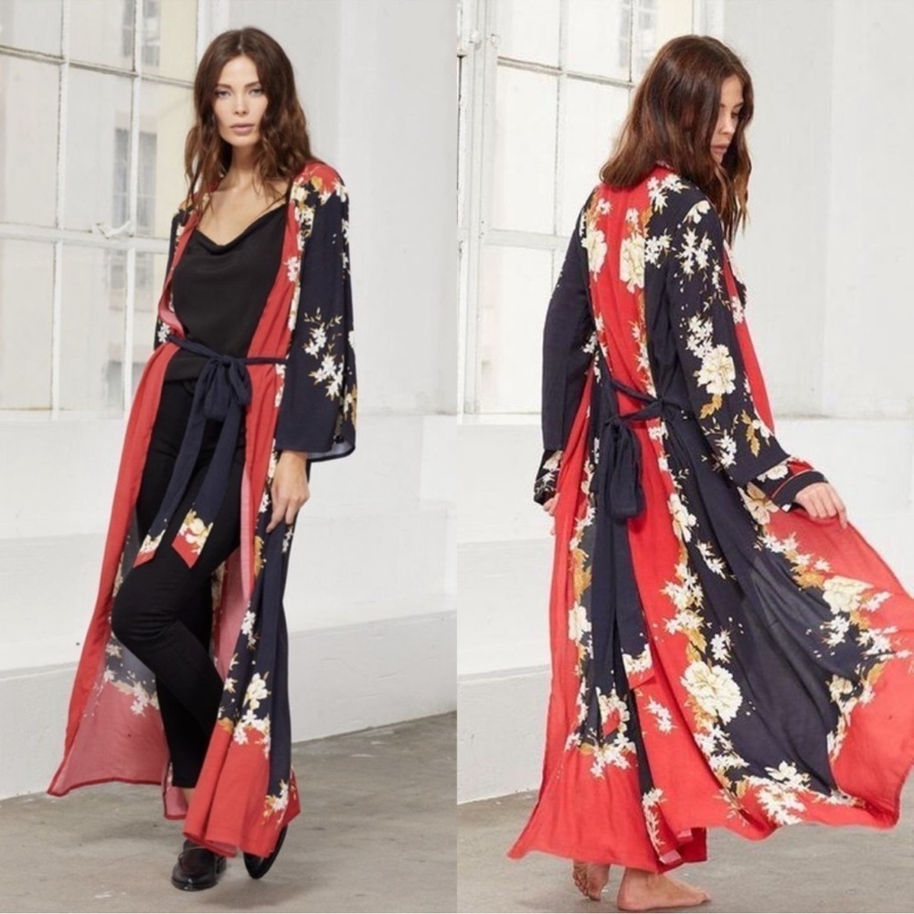 Cleobella Garnet Long Sleeve Floral Maxi Kimono